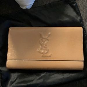 YSL nude patent clutch
